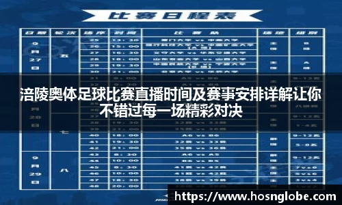 涪陵奥体足球比赛直播时间及赛事安排详解让你不错过每一场精彩对决